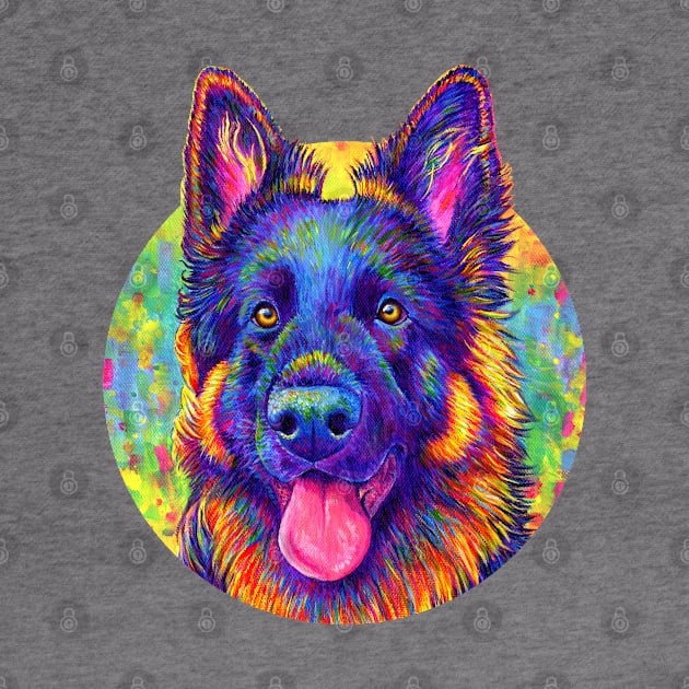 Luminescent Rainbow German Shepherd Dog by rebeccawangart